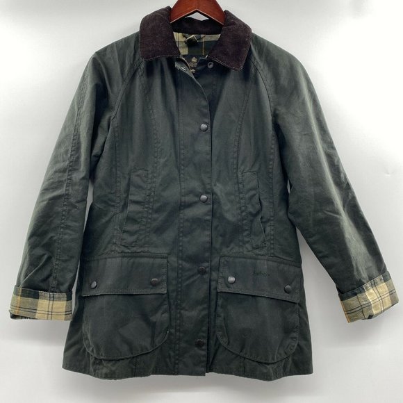 Barbour Jackets & Coats Barbour Womens Sage Green Beadnell Wax Jacket Original Tartan Plaid